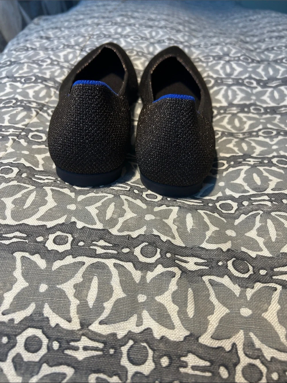 Rothy's Brown Pointed-Toe Flats with Blue Trim